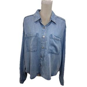Jane and Delancey Light Blue Denim Button-Down Shirt XL